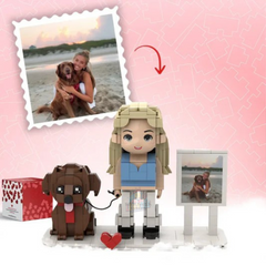 PetBrick  Creator Kit Custom   Full-Body Custom Brick Figure – Personalized 1 Person and Pet Friend (Dog or Cat ) with Frame, Small Particle Block Toy Perfect Gift for Him