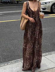 Women's Summer Fashion Leopard Print Spaghetti Strap Dress