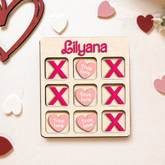 Valentine's Day Gift: Personalized Wooden Tic-Tac-Toe