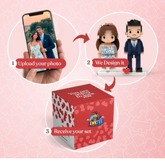 Wedding Brick Lewktee - Customizable Brick Figurines for Couples Photo Minifig Custom Picture Puzzle Personalized Gift with Frame