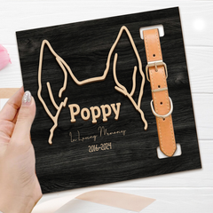 Personalized Pet Memorial Photo Frame with Name, Dates & Collar Holder - Custom Pet Remembrance Gift, Memorial Print for Beloved Dog or Cat