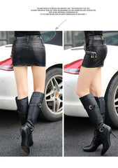 Package Hip Women Skirt Short Big Size Leather Skirt Mini Pencil Skirt Red And Black Jupe