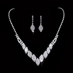 Fashion Crystal Bride Jewelry Set Rhinestone Silver-plated Wedding Dress Banquet Necklace Earring Set Ladies Gift