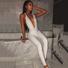 Sparkle Jumpsuit Women Off Shoulder Lace Up Bodycon Bandage Long Pants Glitter Backless Party Club Rompers Womens Jumpsuits