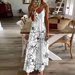 Spaghetti Strap Elegant Vacation Elegant Beach Skirt Loose And Ground Dress