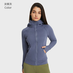 SCA New Thickened Warm Hooded Jacket for Women Outdoor Fitness Sweatshirt Yoga Clothing Sports Top DJ028