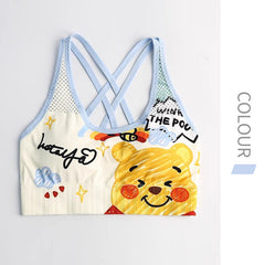 Cute Cartoon Sports Bra for Women, Breathable Anti-Shock Sports Vest, Yoga Top, Beautiful Back Design with Chest Pads