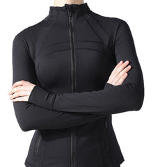 Lulu Jacket Spring and Summer Style Yoga Clothes Define Stand Collar Jacket Women's Sports Slimming and Thin Fleece