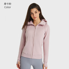 SCA New Thickened Warm Hooded Jacket for Women Outdoor Fitness Sweatshirt Yoga Clothing Sports Top DJ028