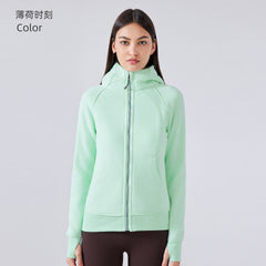 SCA New Thickened Warm Hooded Jacket for Women Outdoor Fitness Sweatshirt Yoga Clothing Sports Top DJ028