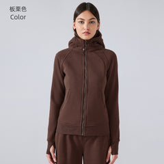 SCA New Thickened Warm Hooded Jacket for Women Outdoor Fitness Sweatshirt Yoga Clothing Sports Top DJ028