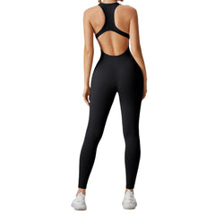 European and American Peach Butt Lifting Sports Bodysuit for Women, High-Intensity Dance, Running, Fitness Wear, Bare Feel Yoga Jumpsuit with Long Pants