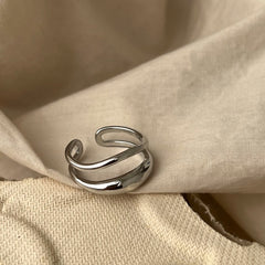 Korean 925 Sterling Silver Simple Ring for Women, Non-Fading, Niche INS Style Design, High-End Feel, Versatile Adjustable Open Ring