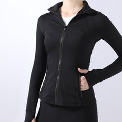 Lulu Jacket Spring and Summer Style Yoga Clothes Define Stand Collar Jacket Women's Sports Slimming and Thin Fleece