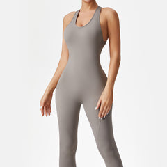 European and American Peach Butt Lifting Sports Bodysuit for Women, High-Intensity Dance, Running, Fitness Wear, Bare Feel Yoga Jumpsuit with Long Pants