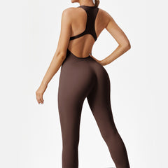 European and American Peach Butt Lifting Sports Bodysuit for Women, High-Intensity Dance, Running, Fitness Wear, Bare Feel Yoga Jumpsuit with Long Pants