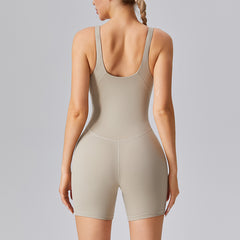 European and American Lulu One-Piece Yoga Suit with Beautiful Back, Abdominal Control, Butt Lifting, Tight-Fitting, High Elasticity Bodysuit, Three-Quarter Pants Fitness Wear