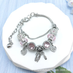 European and American Cross-Border Hot Selling Pan Family Style Bracelet Crystal Bracelet Beaded Bracelet Dream Catcher Flower Heart for Women