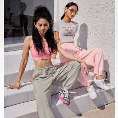 New Summer Cloud Feel Casual Sweatpants for Women, Loose Fit, Slimming Wide Leg, Cuffed Fitness Sports Long Pants