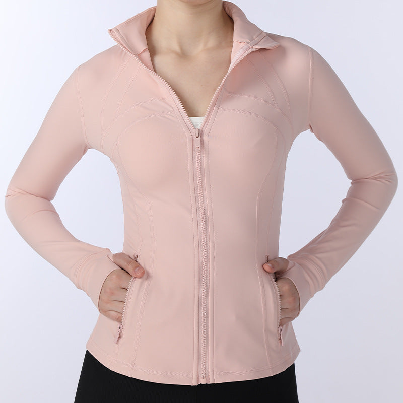 Lulu Jacket Spring and Summer Style Yoga Clothes Define Stand Collar Jacket Women's Sports Slimming and Thin Fleece