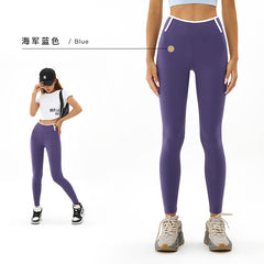 Color-Block Seamless Yoga Suit Tight Running Sports Shockproof Quick-Dry Fitness Yoga Outfit Two-Piece Set for Women