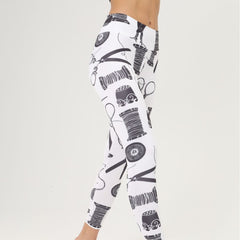 Wish Cross-Border Temu New Style European and American Digital Scissors Yarn Tailoring Printed Yoga Tight Nine-Point Pants for Women