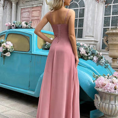 Chiffon Pleated Bridesmaid Evening Dress Short Front Long Back Off-Shoulder Party Prom Dress