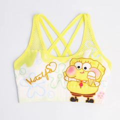 Cute Cartoon Sports Bra for Women, Breathable Anti-Shock Sports Vest, Yoga Top, Beautiful Back Design with Chest Pads