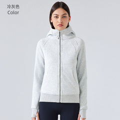 SCA New Thickened Warm Hooded Jacket for Women Outdoor Fitness Sweatshirt Yoga Clothing Sports Top DJ028