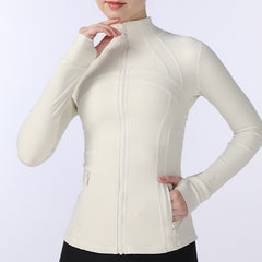 Lulu Jacket Spring and Summer Style Yoga Clothes Define Stand Collar Jacket Women's Sports Slimming and Thin Fleece