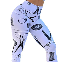 Wish Cross-Border Temu New Style European and American Digital Scissors Yarn Tailoring Printed Yoga Tight Nine-Point Pants for Women