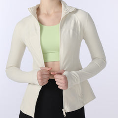 Lulu Jacket Spring and Summer Style Yoga Clothes Define Stand Collar Jacket Women's Sports Slimming and Thin Fleece