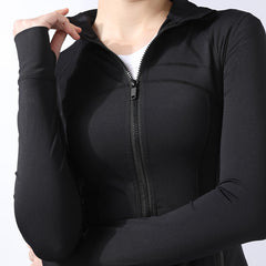 Lulu Jacket Spring and Summer Style Yoga Clothes Define Stand Collar Jacket Women's Sports Slimming and Thin Fleece