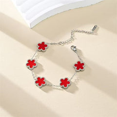 Cross-Border High-End Five-Leaf Clover Bracelet Double-Sided Girls' Style Niche Luxury Design Jewelry High-Value Fashion Versatile