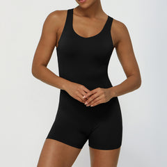 Cross-border European and American Bare Sensation Backless One-Piece Yoga Suit Shaping V-Type Butt Lift Sports Fitness Bodysuit with Pads