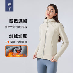 SCA New Thickened Warm Hooded Jacket for Women Outdoor Fitness Sweatshirt Yoga Clothing Sports Top DJ028