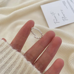 Korean 925 Sterling Silver Simple Ring for Women, Non-Fading, Niche INS Style Design, High-End Feel, Versatile Adjustable Open Ring