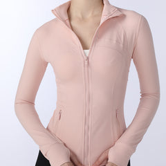 Lulu Jacket Spring and Summer Style Yoga Clothes Define Stand Collar Jacket Women's Sports Slimming and Thin Fleece