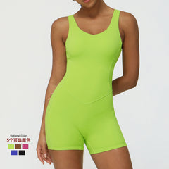 Cross-border European and American Bare Sensation Backless One-Piece Yoga Suit Shaping V-Type Butt Lift Sports Fitness Bodysuit with Pads