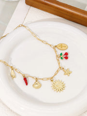 Evil Eye Charms Necklace for Women Cute Heart Gold Color Boho Collars Sun Moon Chili Pendant High Quality Party Jewelry