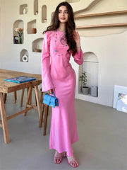 Tossy Satin Fashion Slim Maxi Dress For Women Long Sleeve High Waist Elegant Solid Party Dress Casual Luxury Ladies Autumn Dress