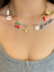 Evil Eye Charms Necklace for Women Cute Heart Gold Color Boho Collars Sun Moon Chili Pendant High Quality Party Jewelry