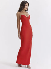 Mozision Strapless Off-shoulder Maxi Dress For Women Gown Fashion Elegant With Fishbone Bodycon Night Club Party Dress