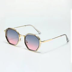 2025 New in Vintage Sunglasses for Women Modern Fashionable Octagonal Glasses with Black Lenses Golden Edging Sun Glasses