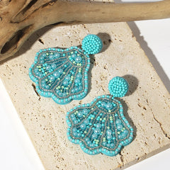 AENSOA Bohemian Starfish Lobster Conch Seed Bead Drop Earrings for Women Handmade Ocean Animal Earrings Summer Beach Jewelry