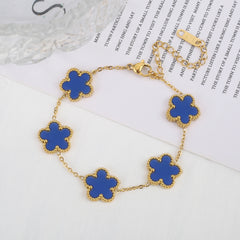 Classic Luxury Stainless Steel Bracelet Ladies Adjustable Five Flower Bracelets for Women New Fashion Party Jewelry Gifts Clover