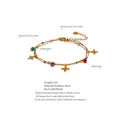 Colorful Natural Stone Bead6 Flower Chain Stainless Steel Beach Anklet for Women Exquisite Summer Jewelry Bijoux Femme