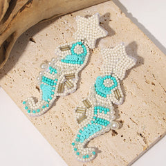 AENSOA Bohemian Starfish Lobster Conch Seed Bead Drop Earrings for Women Handmade Ocean Animal Earrings Summer Beach Jewelry