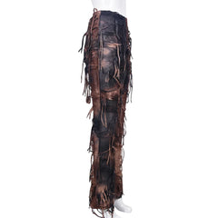 Tie Dye Fringe Pant Cargo Trousers Y2K Streetwear Fashion 2023 Women Summer Clothes Pencil Casual Tassel Sweat Pants Joggers