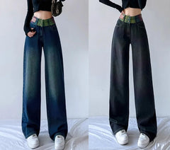 Chi Baggy High Waist Straight Jeans Women Streetwear Vintage Wide Leg Denim Pants Spring Fall Korean Casual New Kot Pantolon